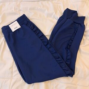 Topshop Navy Ruffle Joggers